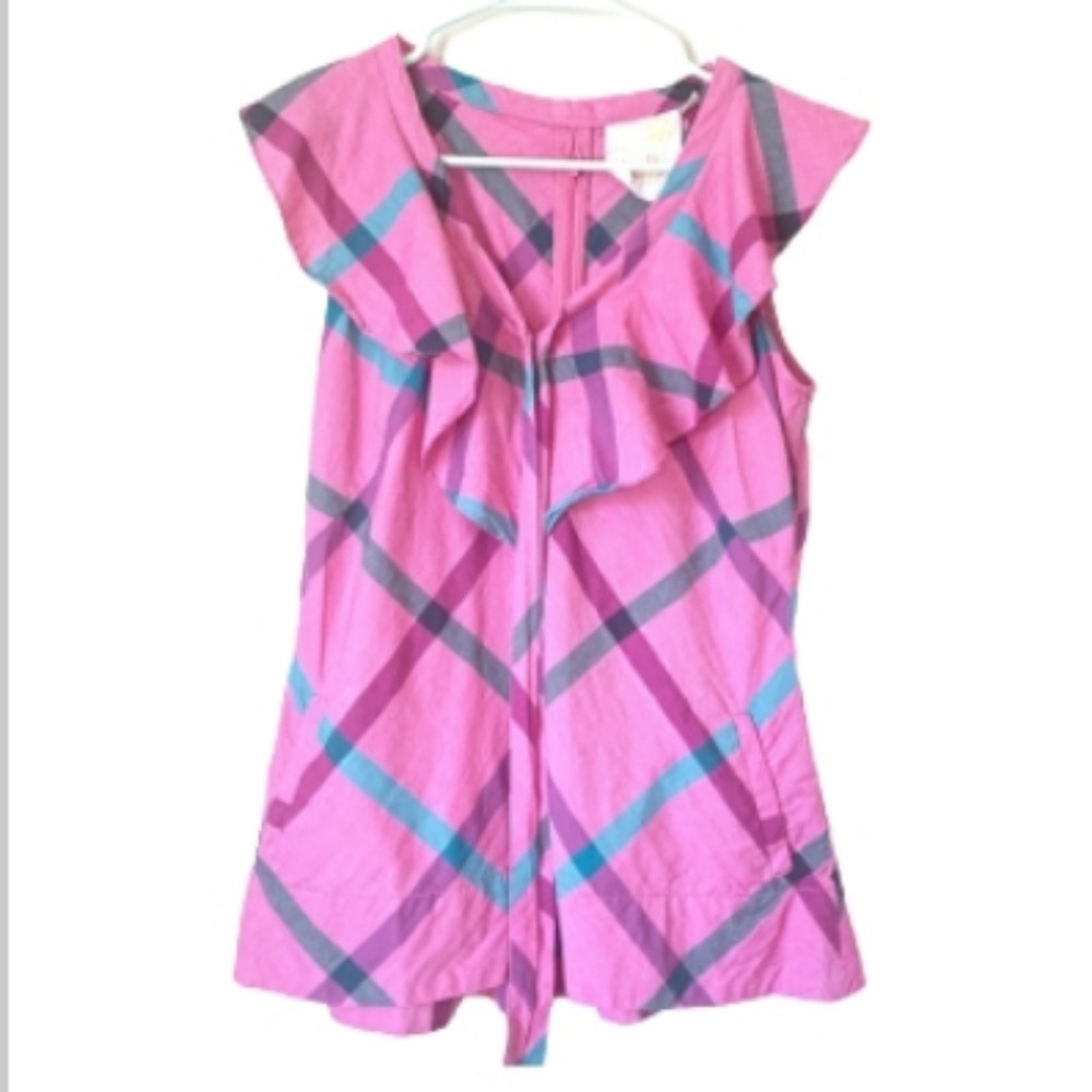Anthropologie Tulle Los Angeles Ruffle Plaid Blouse Size S